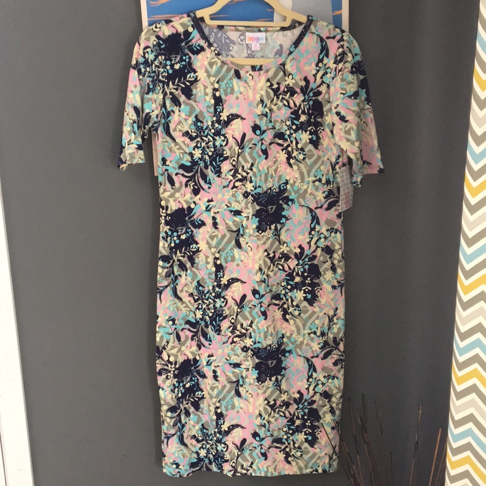 NWT! LuLaRoe Julia Dress navy, pink & mint floral